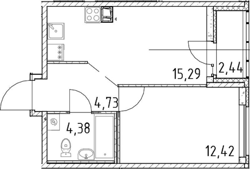 1-комнатная квартира 36.82 м², 6/17 эт., ЖК «Город Первых»